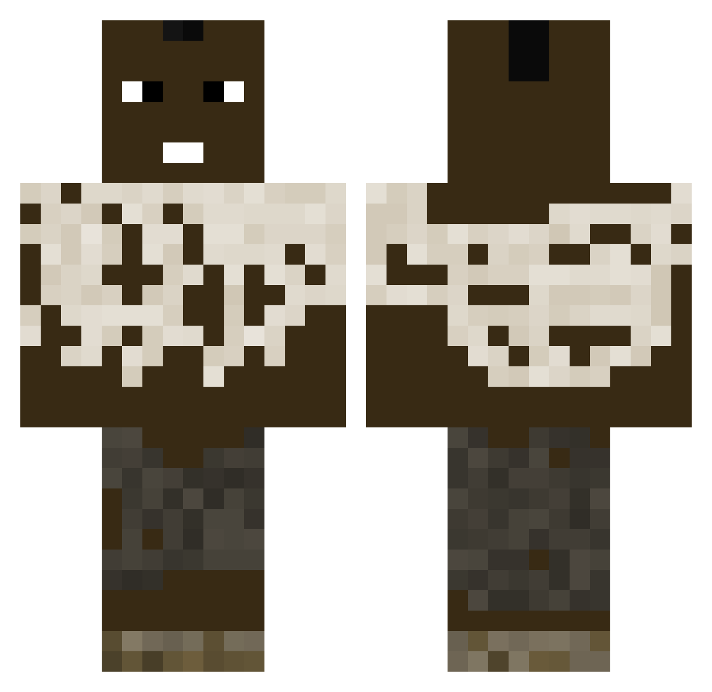 Trihel Minecraft skin, front and back view