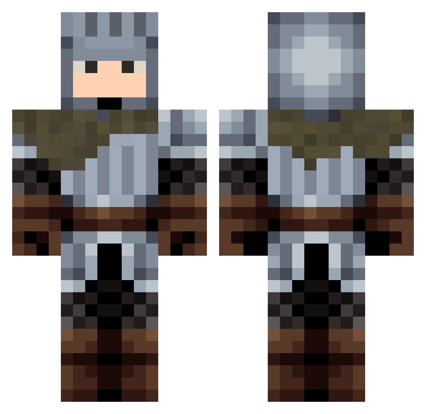 MinelayerS Minecraft skin, front and back view