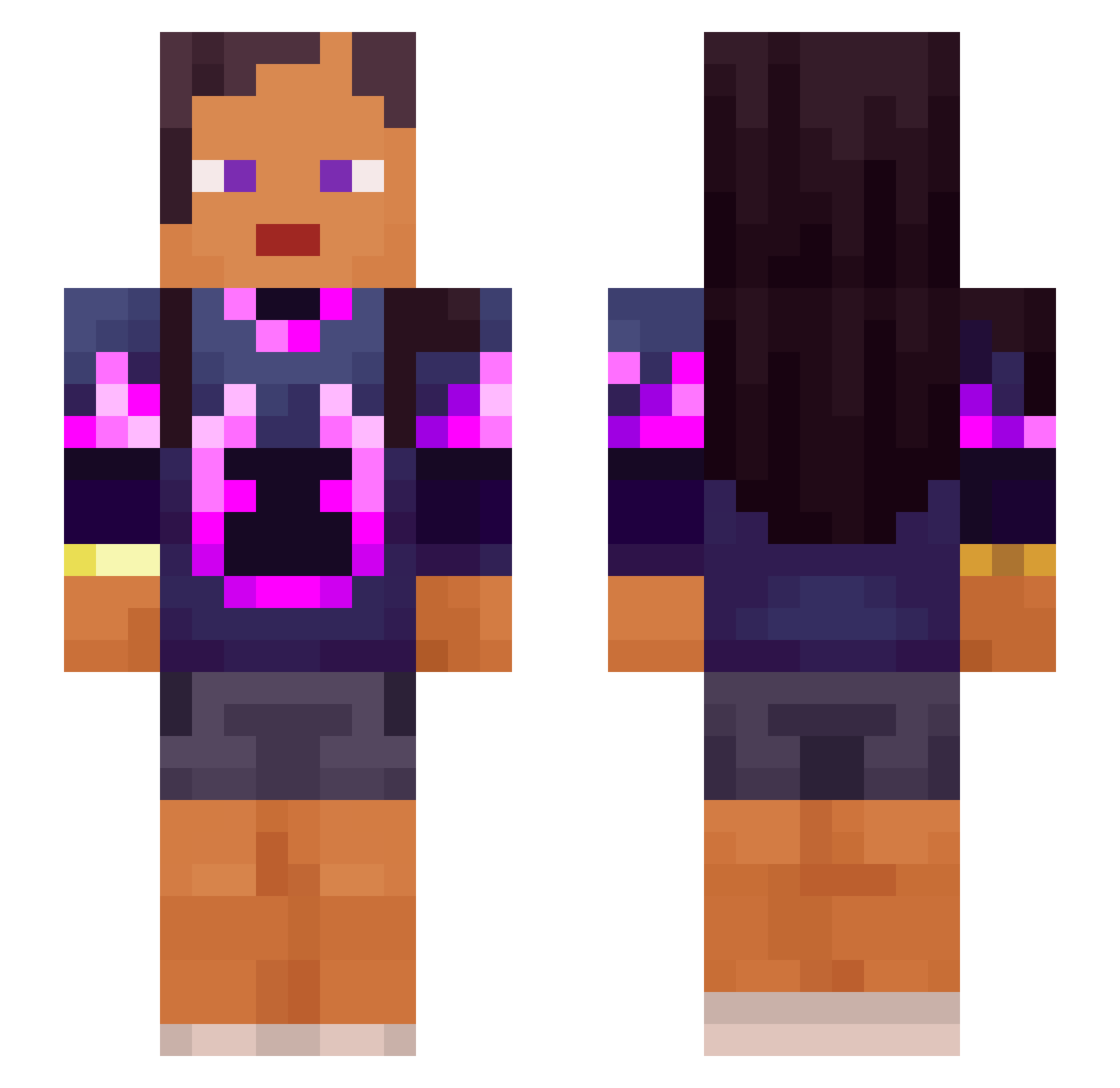 hpyef Minecraft skin, front and back view