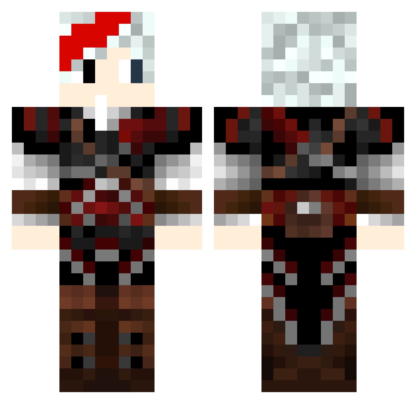 PusherWolf Minecraft skin, front and back view