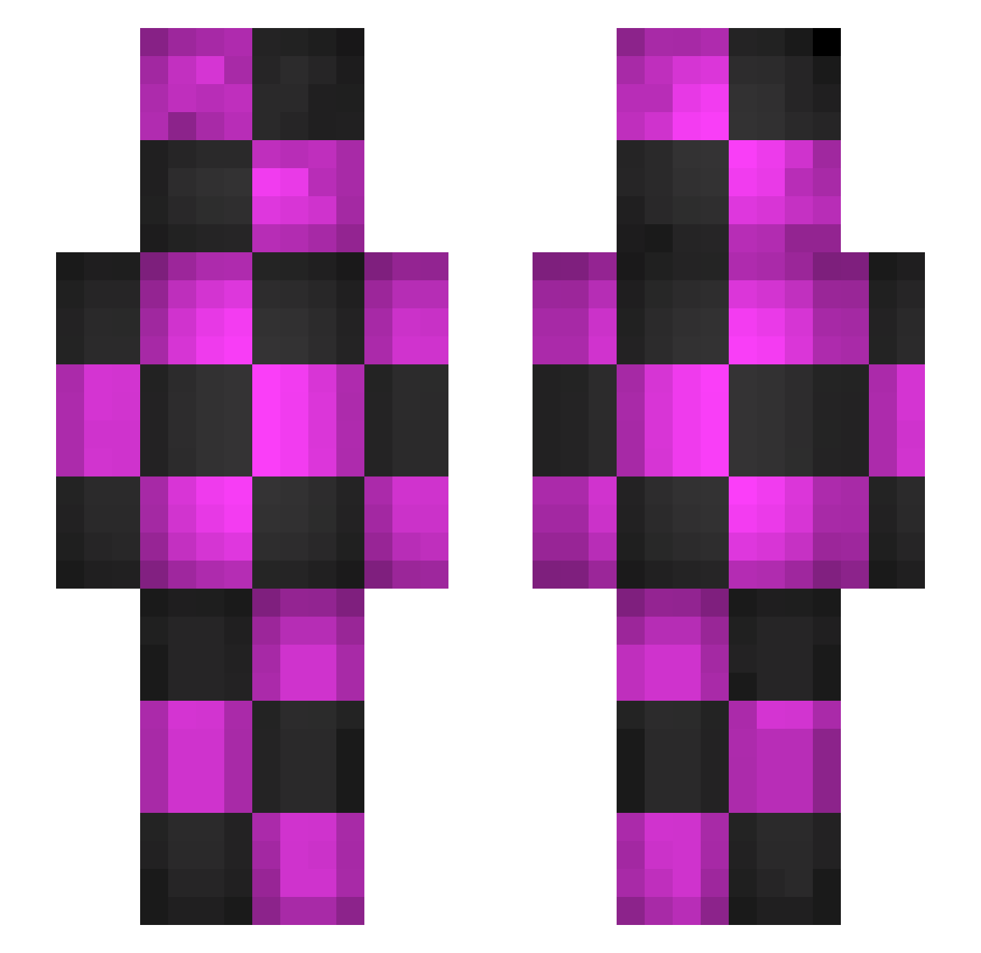 remodelled Minecraft skin, front and back view