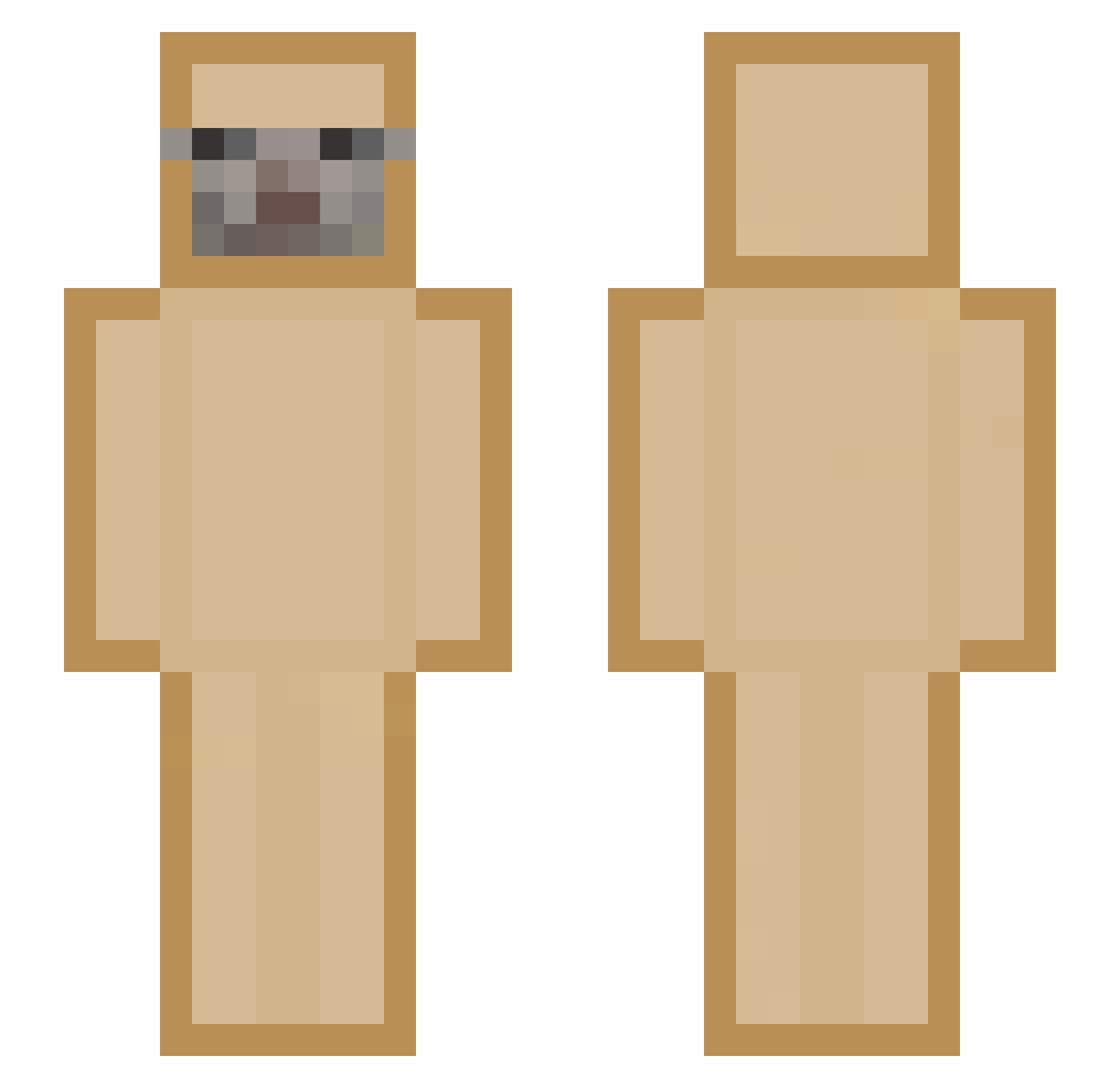 OverHusk Minecraft skin, front and back view