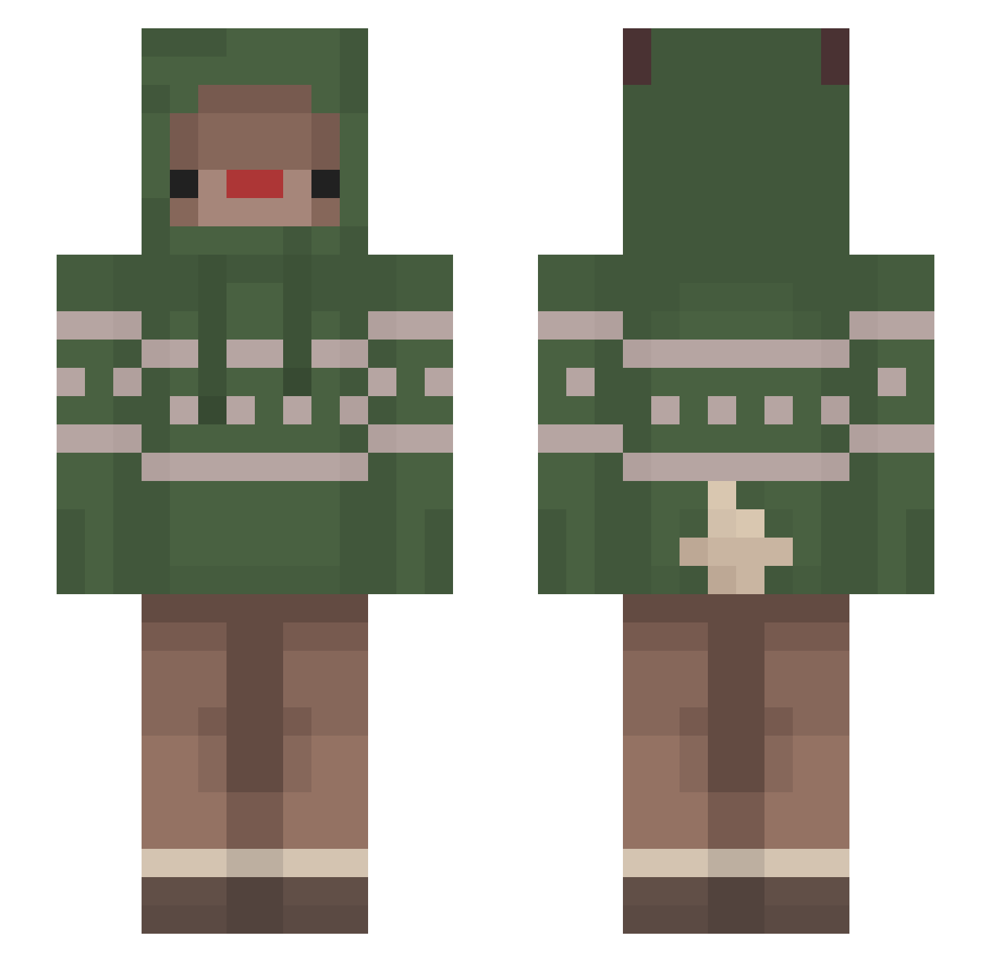 REDN0SE Minecraft skin, front and back view