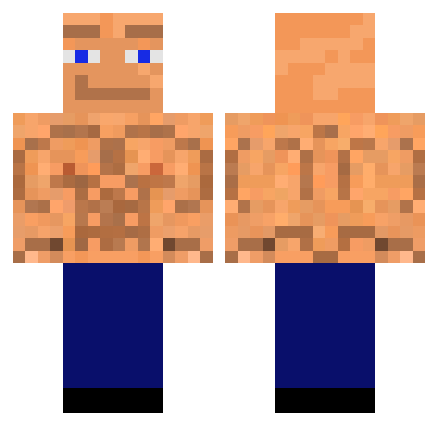 AlehNinja Minecraft skin, front and back view