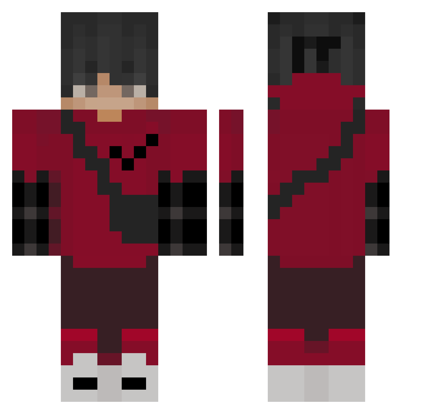 SuperGirl2013 Minecraft skin, front and back view