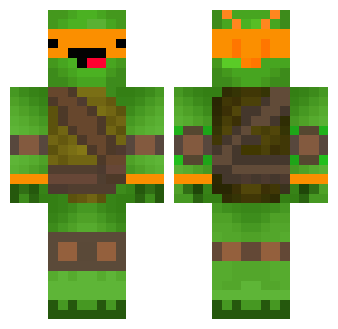 Trickst3r Minecraft skin, front and back view