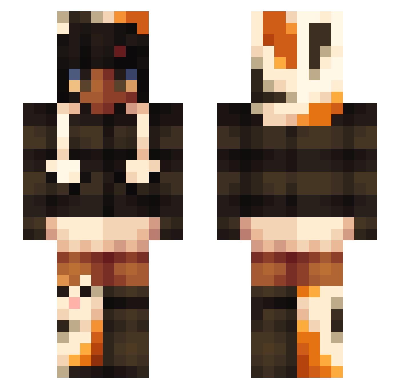 SennaLikesChains Minecraft skin, front and back view