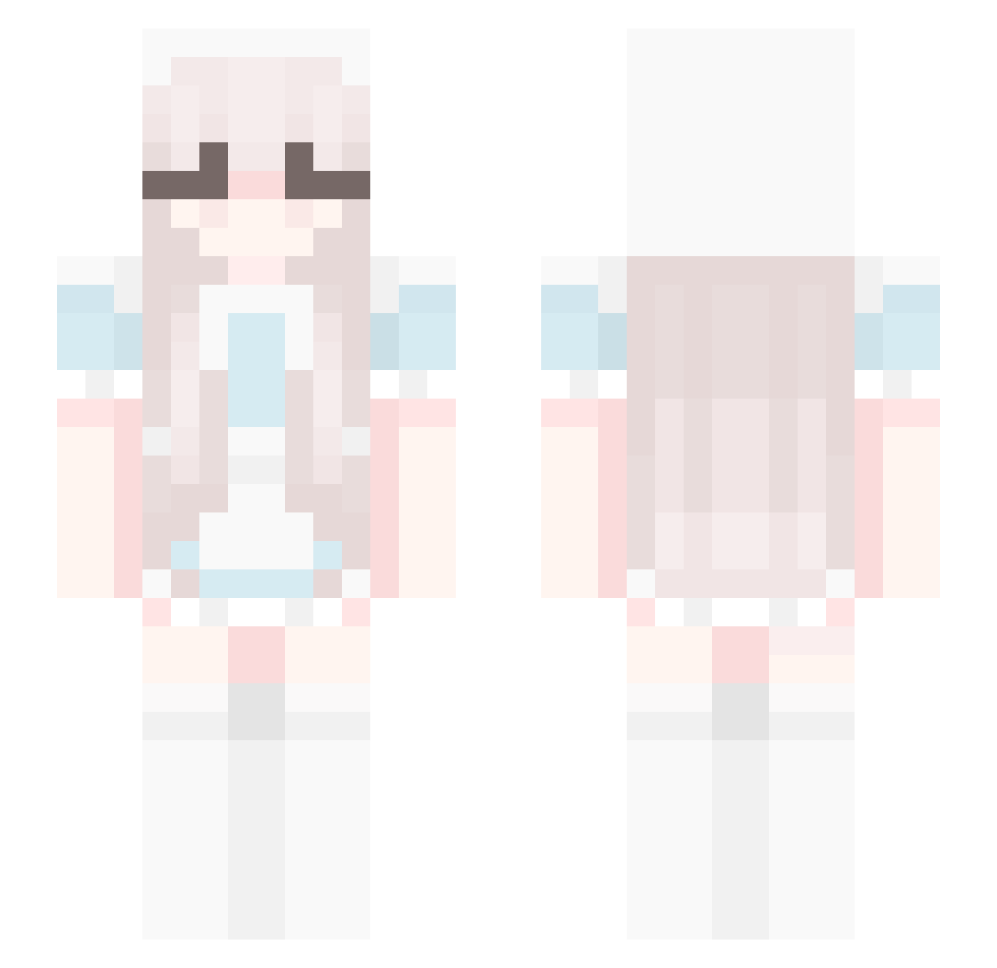 PeachyBesu Minecraft skin, front and back view