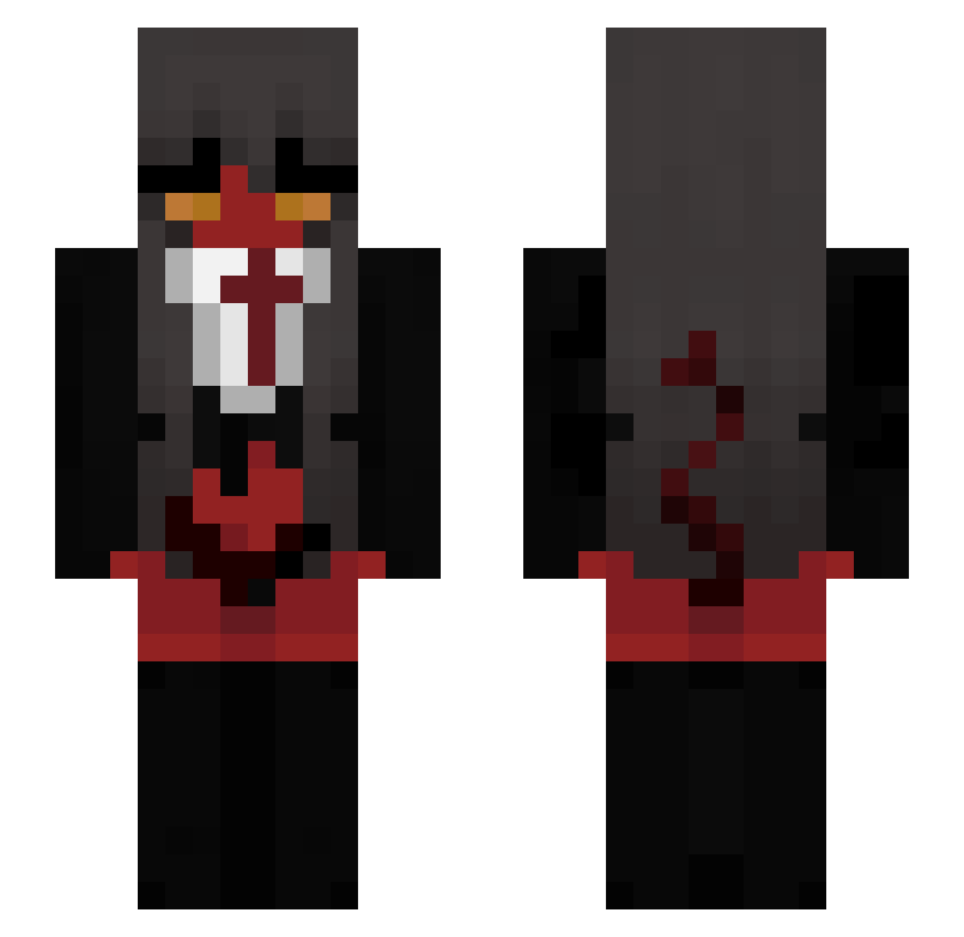 KurenaiHeart Minecraft skin, front and back view