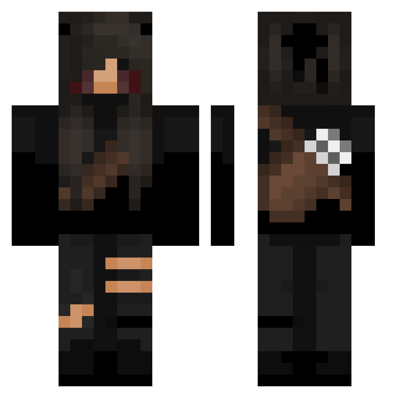 Coffer Minecraft skin, front and back view
