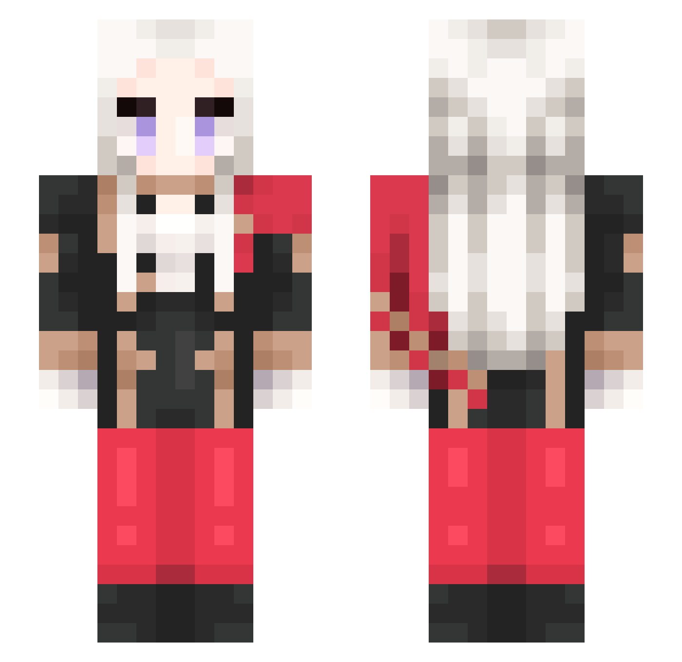 Shulya Minecraft skin, front and back view