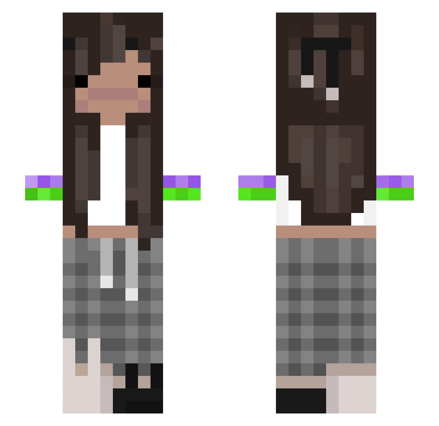 spoopybea Minecraft skin, front and back view