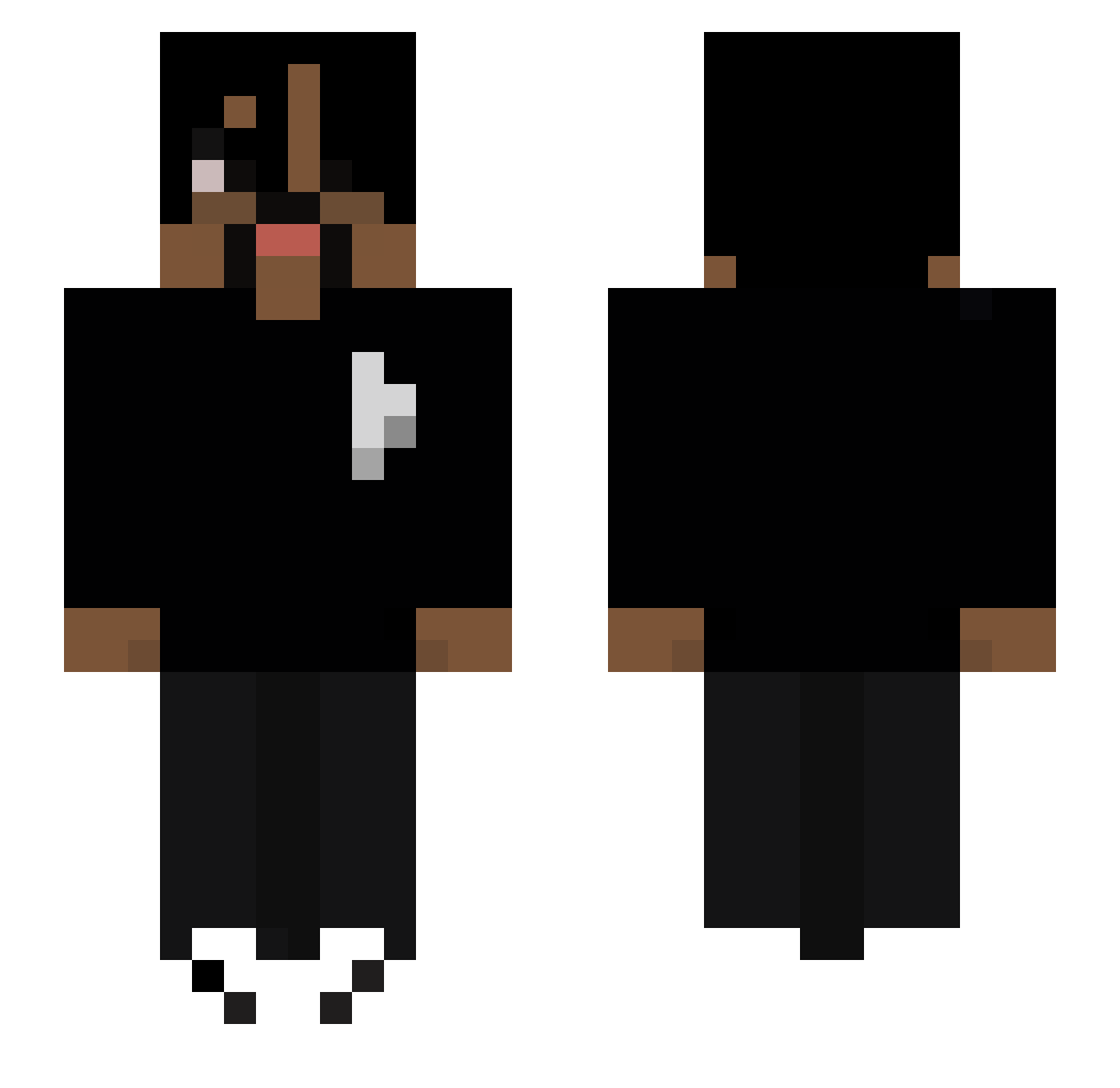 NoPlea Minecraft skin, front and back view