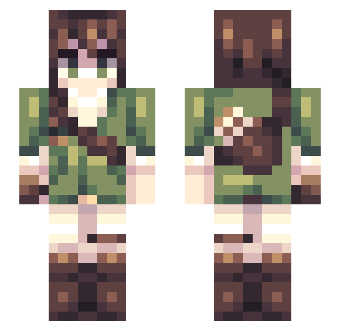 Nonpareils Minecraft skin, front and back view