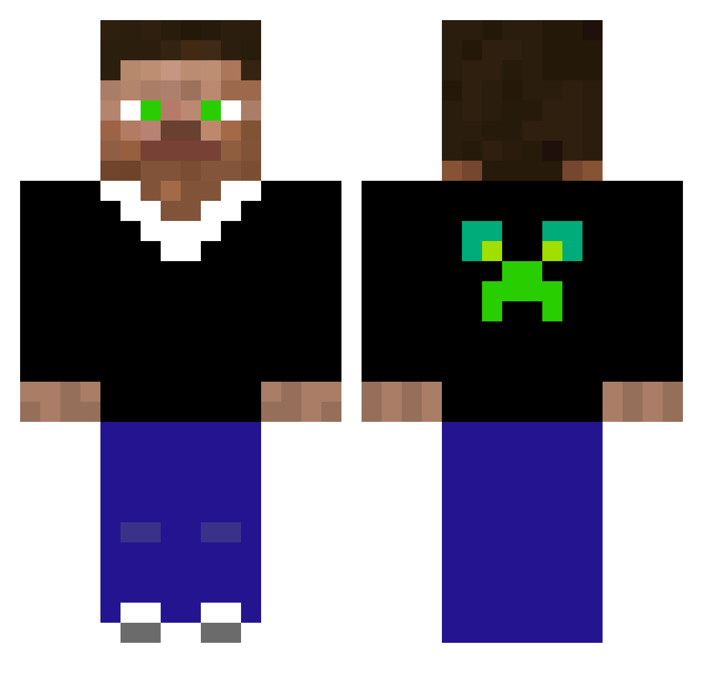 StivG Minecraft skin, front and back view