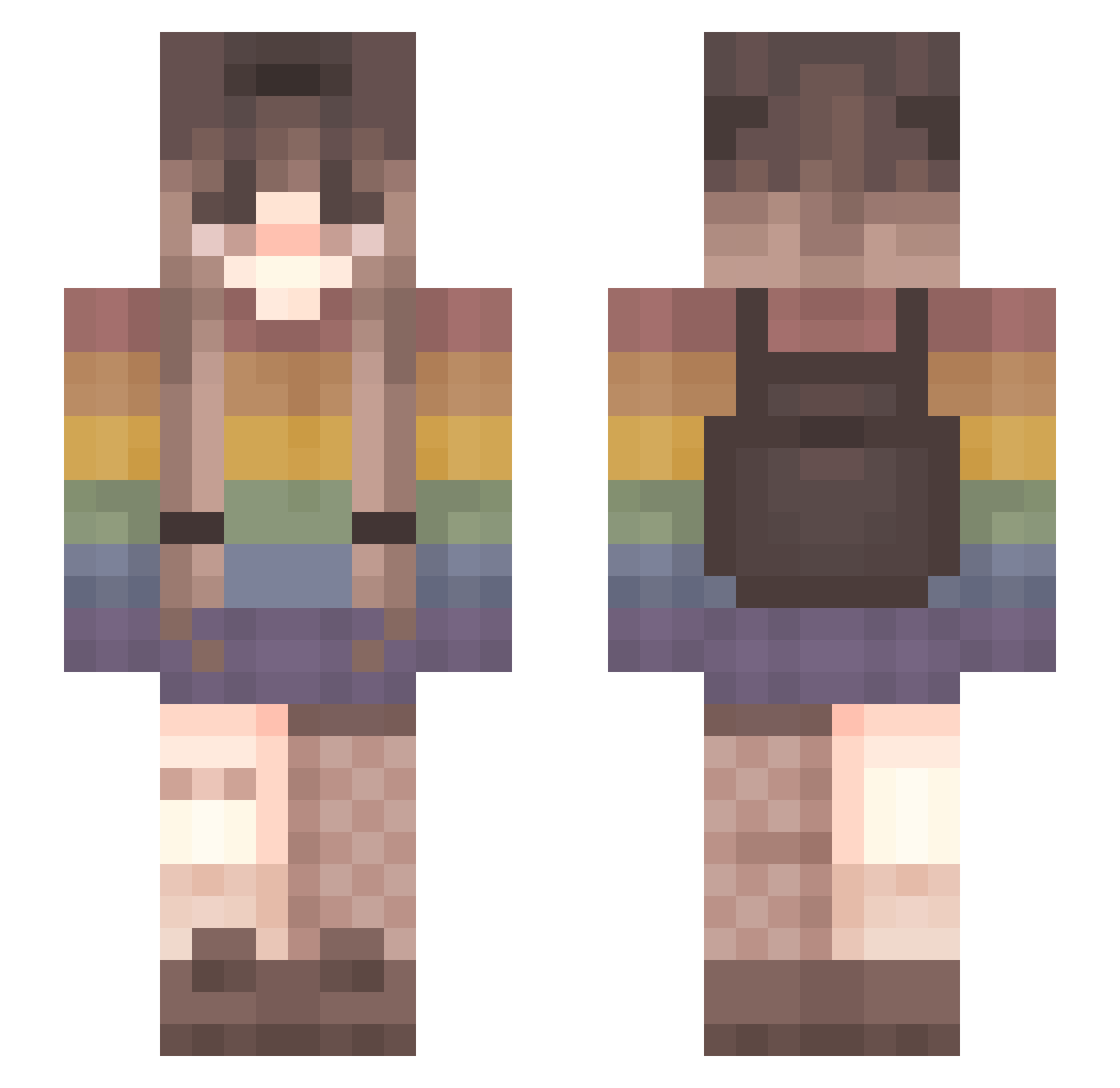 TheQGirl Minecraft skin, front and back view