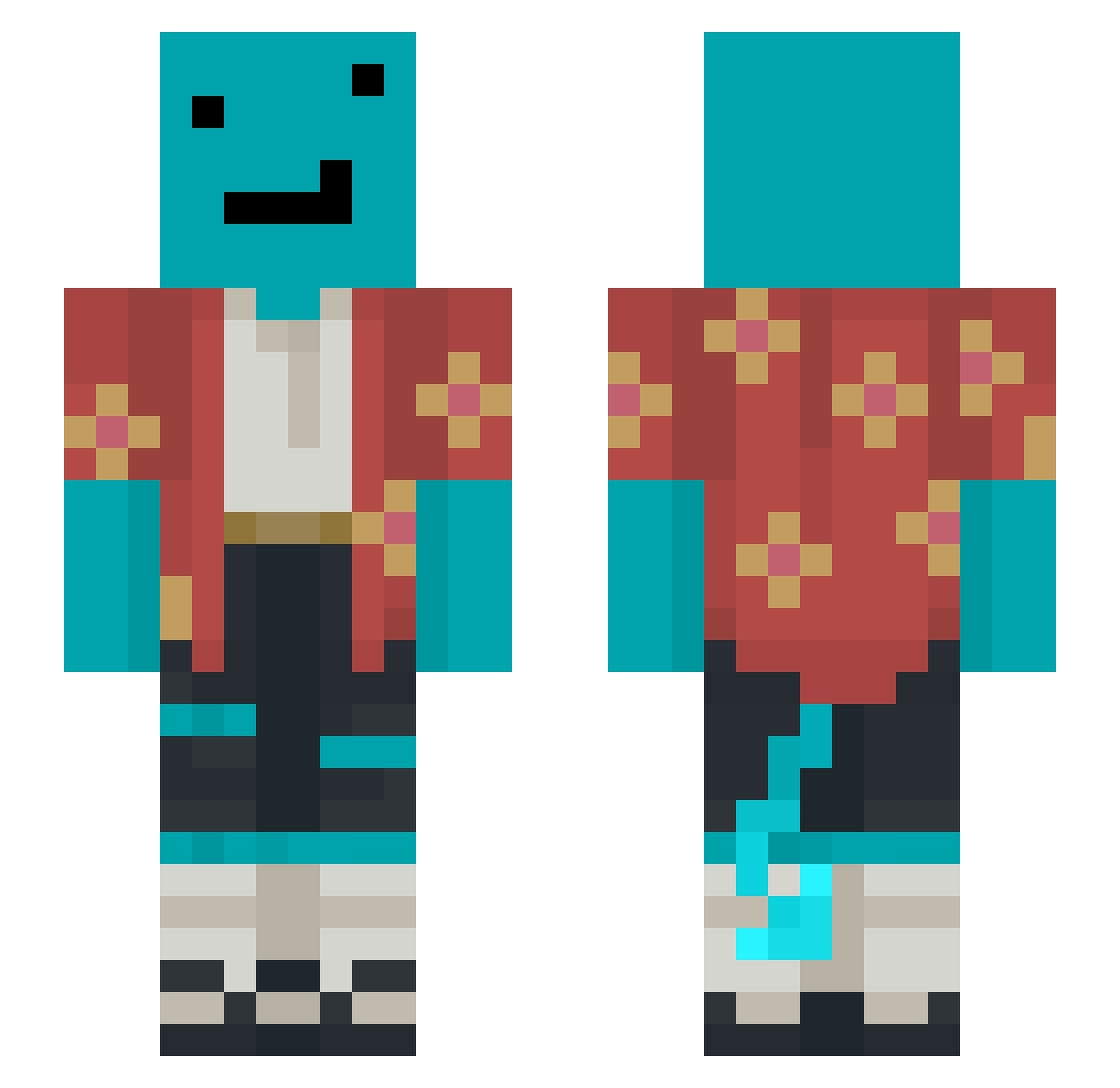 ZenkuStrel Minecraft skin, front and back view
