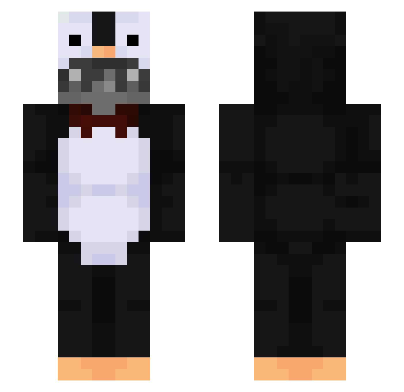 Rushover Minecraft skin, front and back view