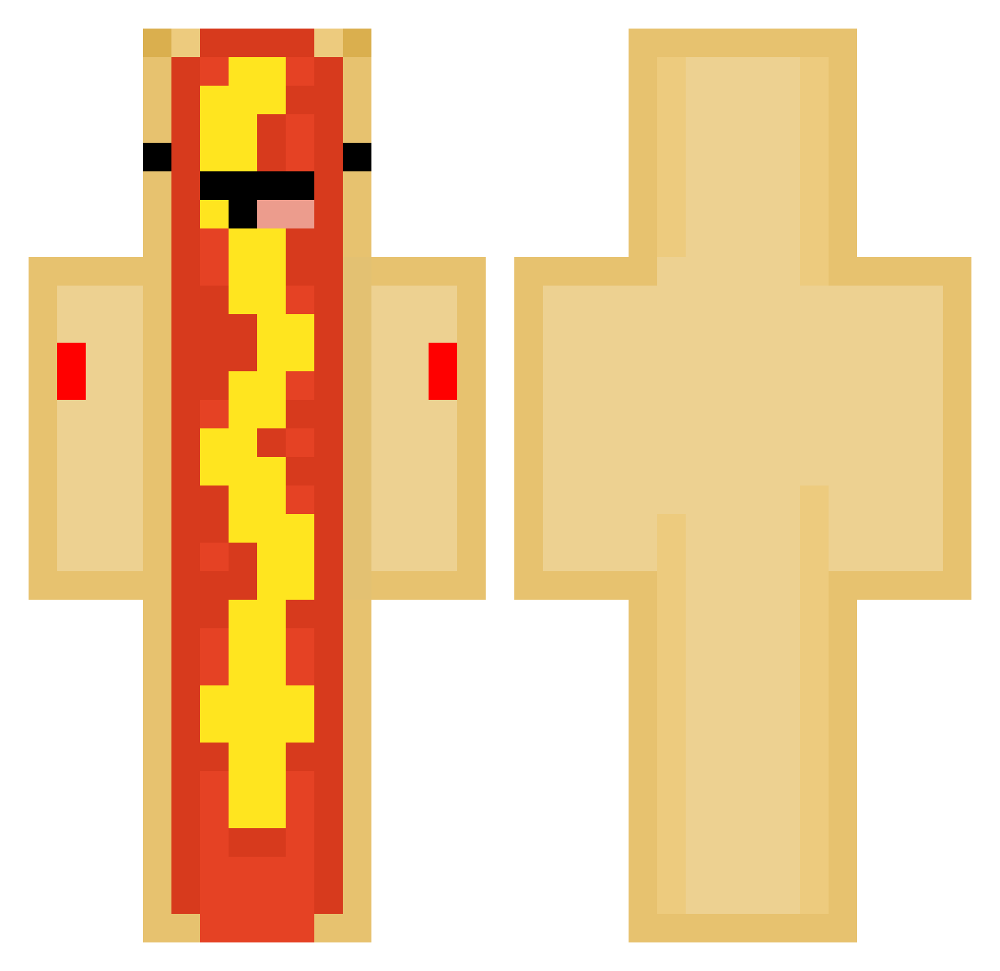 Within Minecraft skin, front and back view