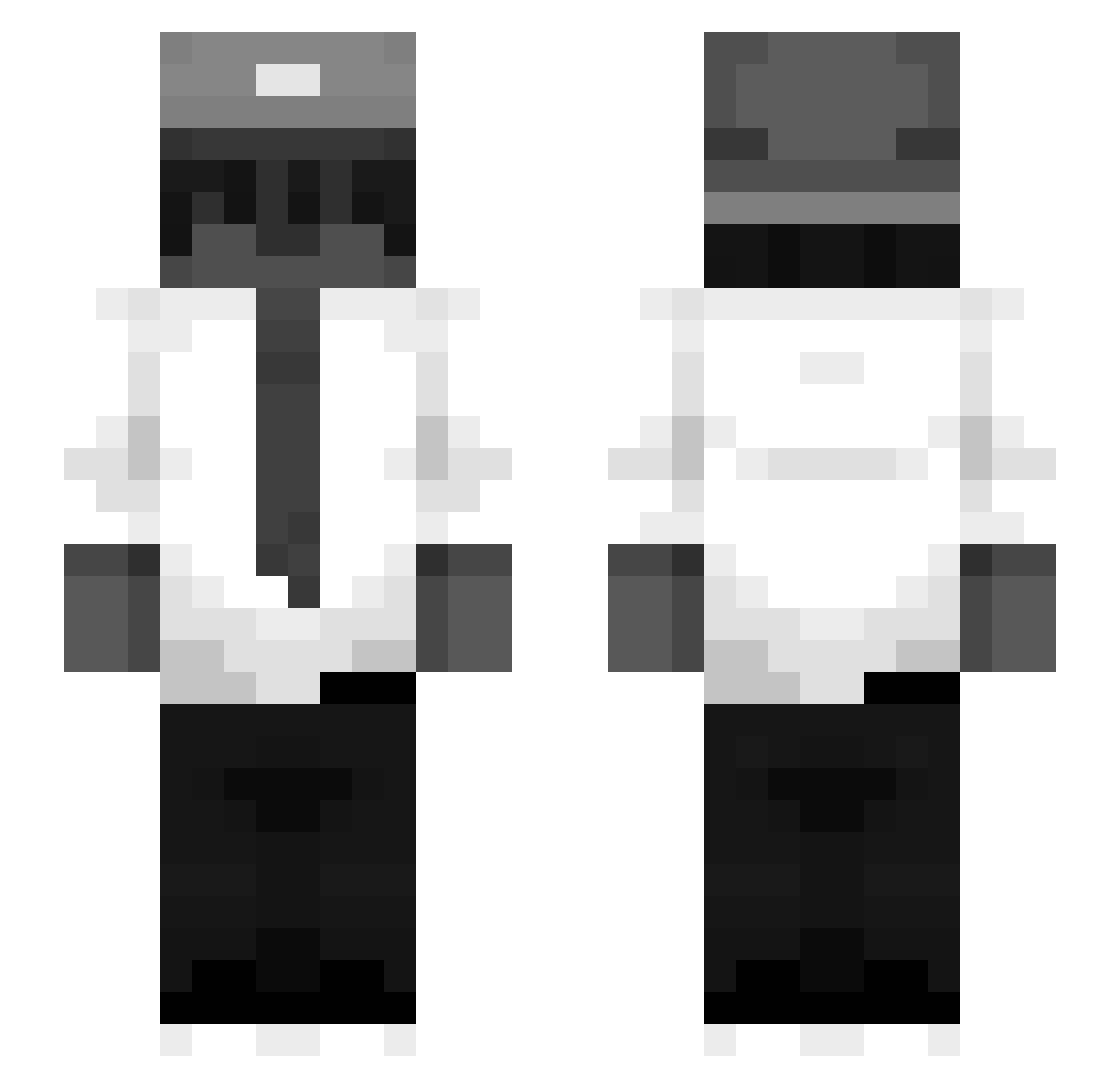 Zam1n Minecraft skin, front and back view