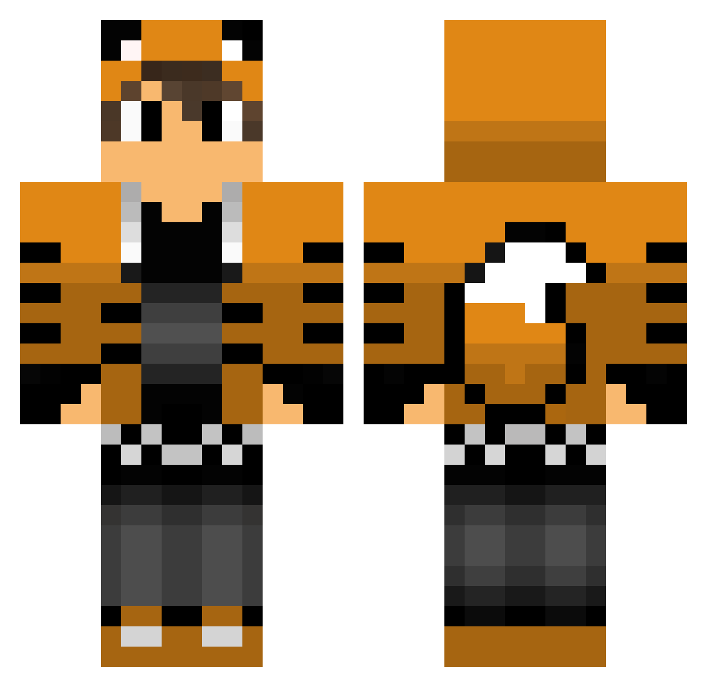Capitao_Raposa Minecraft skin, front and back view