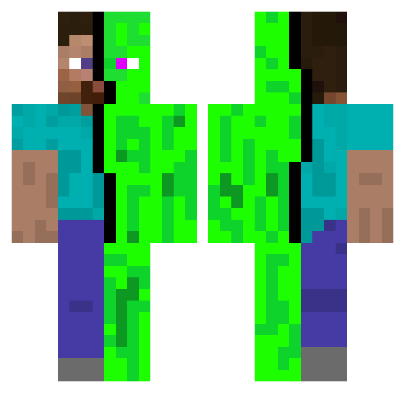 Feca123 Minecraft skin, front and back view