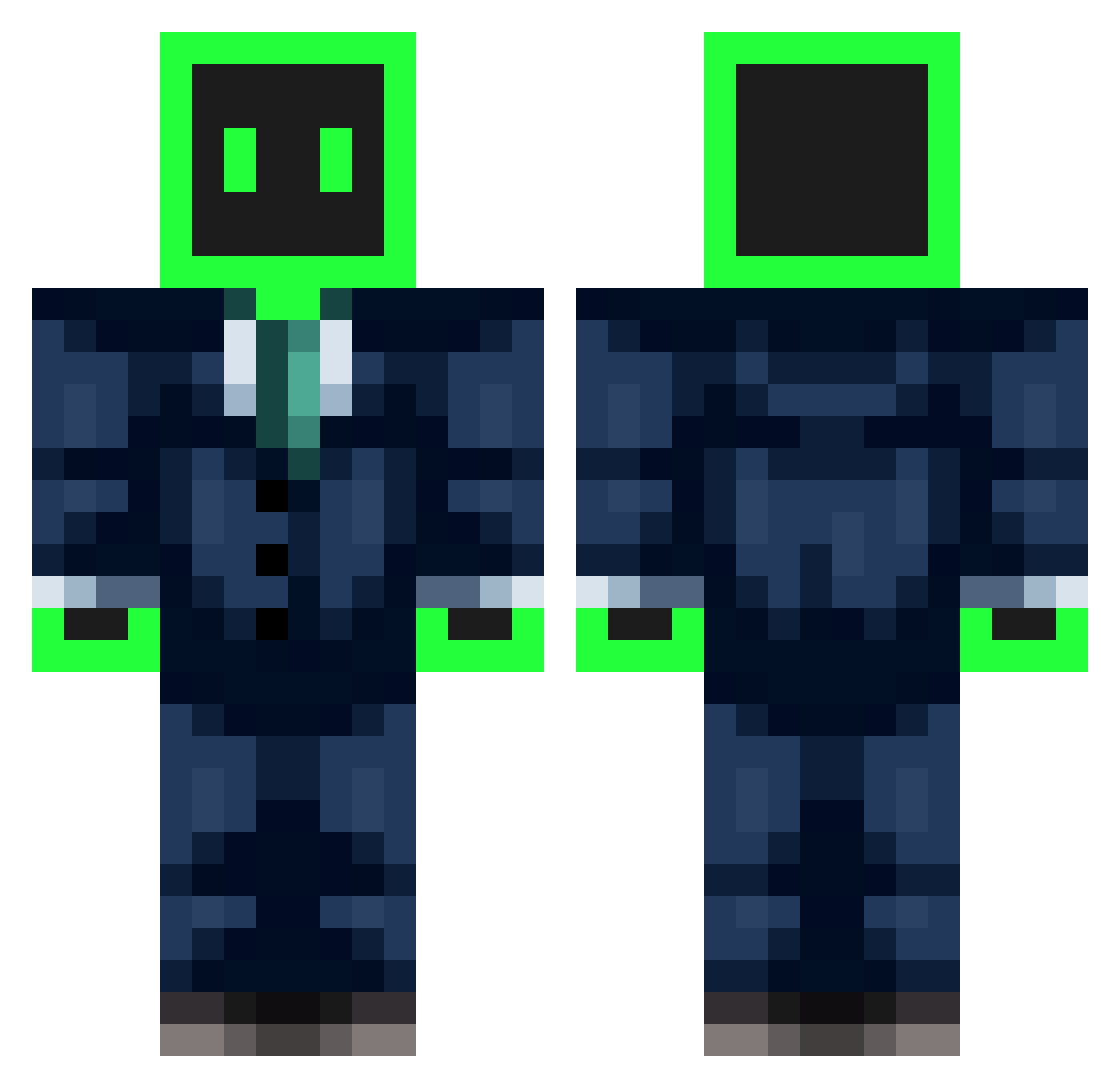 Spinhetti Minecraft skin, front and back view