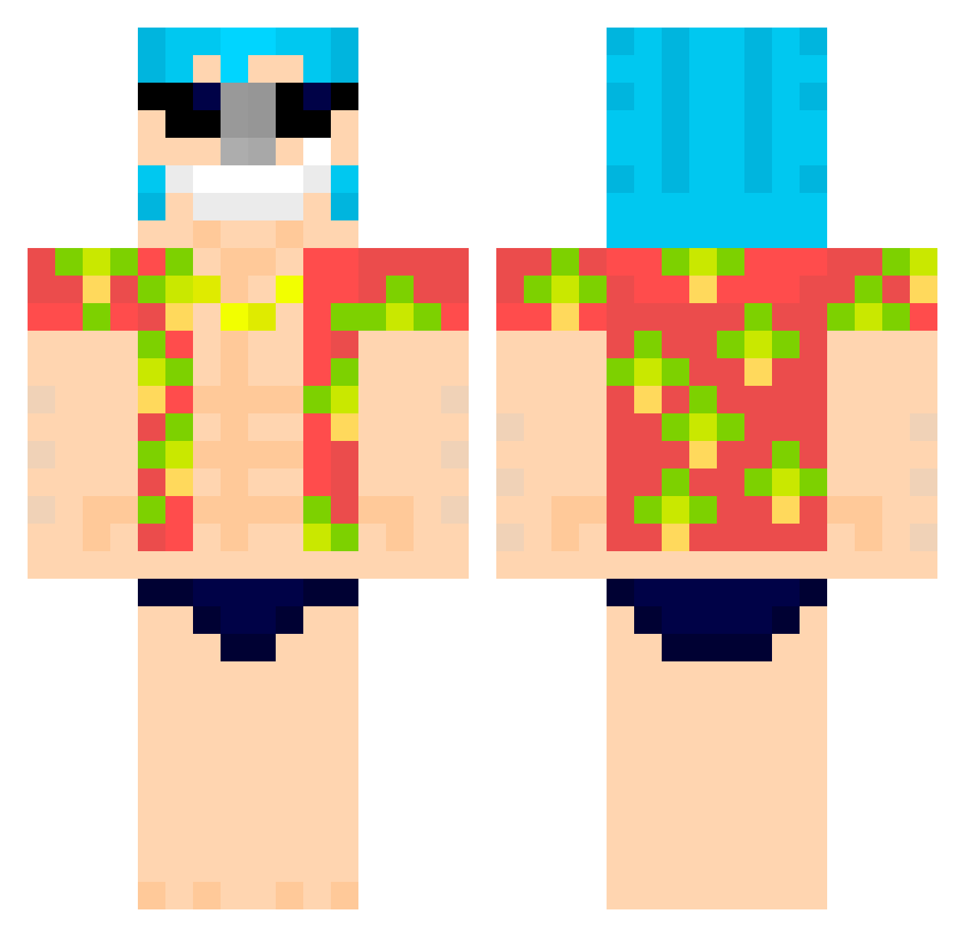 Qiro Minecraft skin, front and back view