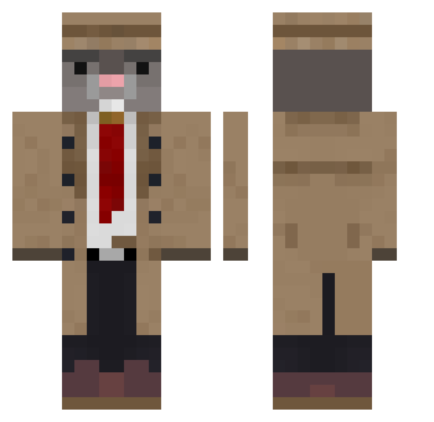 SewerRatEgirl Minecraft skin, front and back view