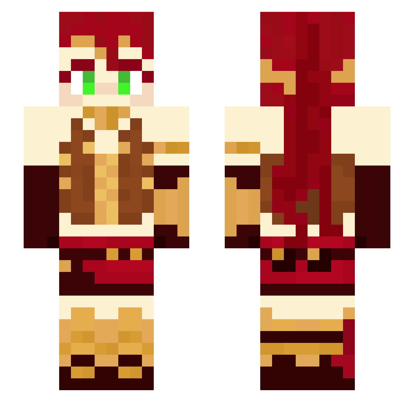 CospleSholupis Minecraft skin, front and back view