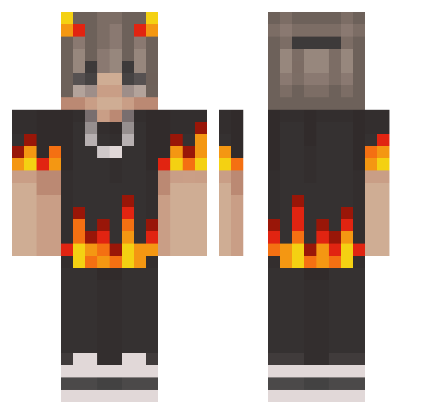 Raedpi Minecraft skin, front and back view