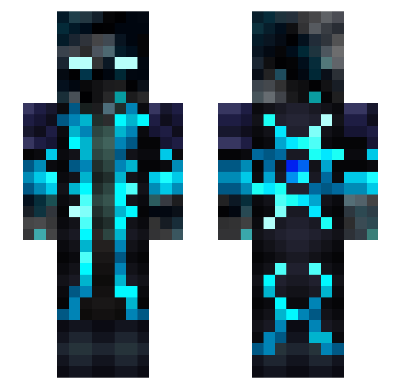 RealRavik Minecraft skin, front and back view