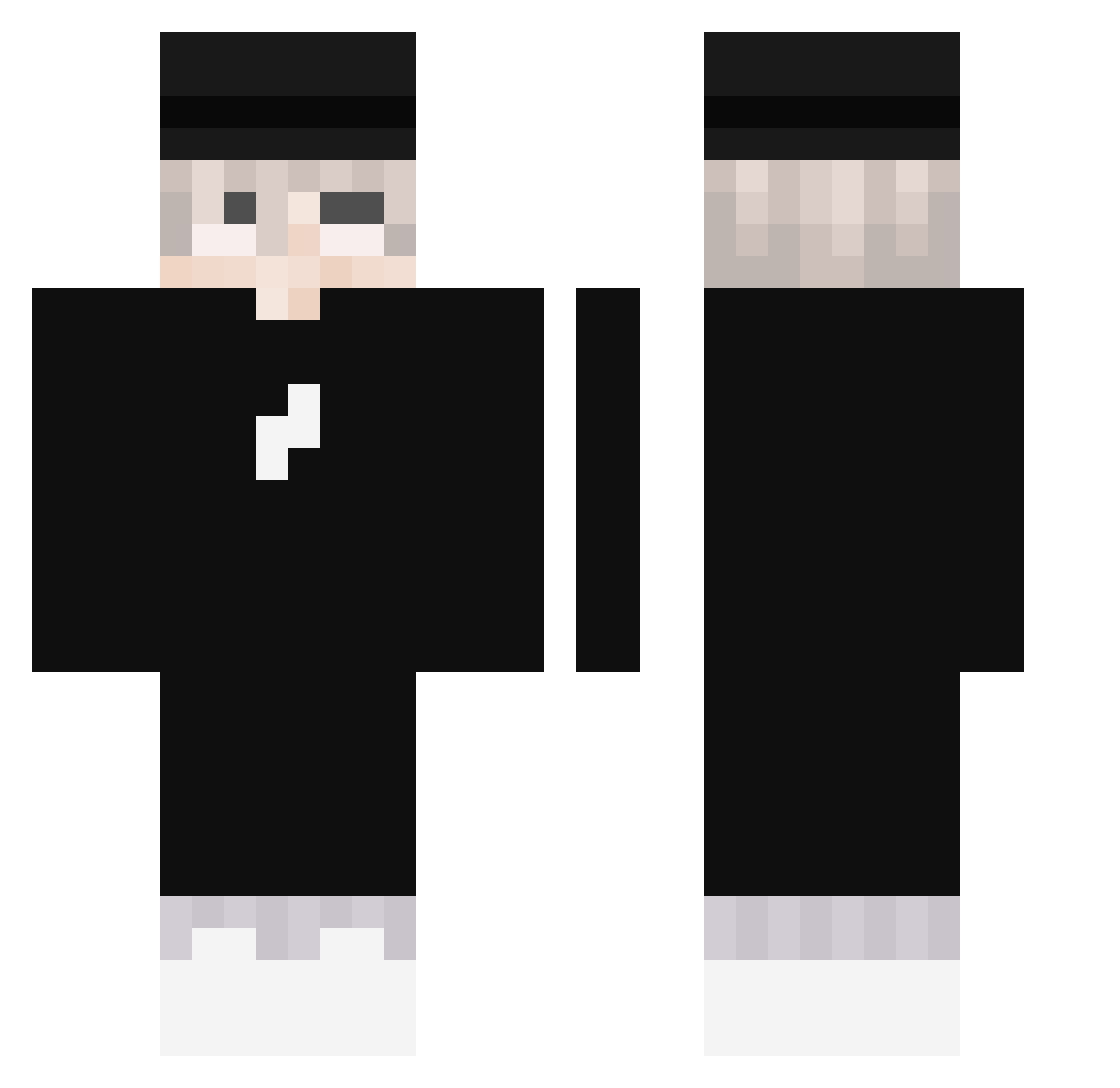 RushHerr Minecraft skin, front and back view