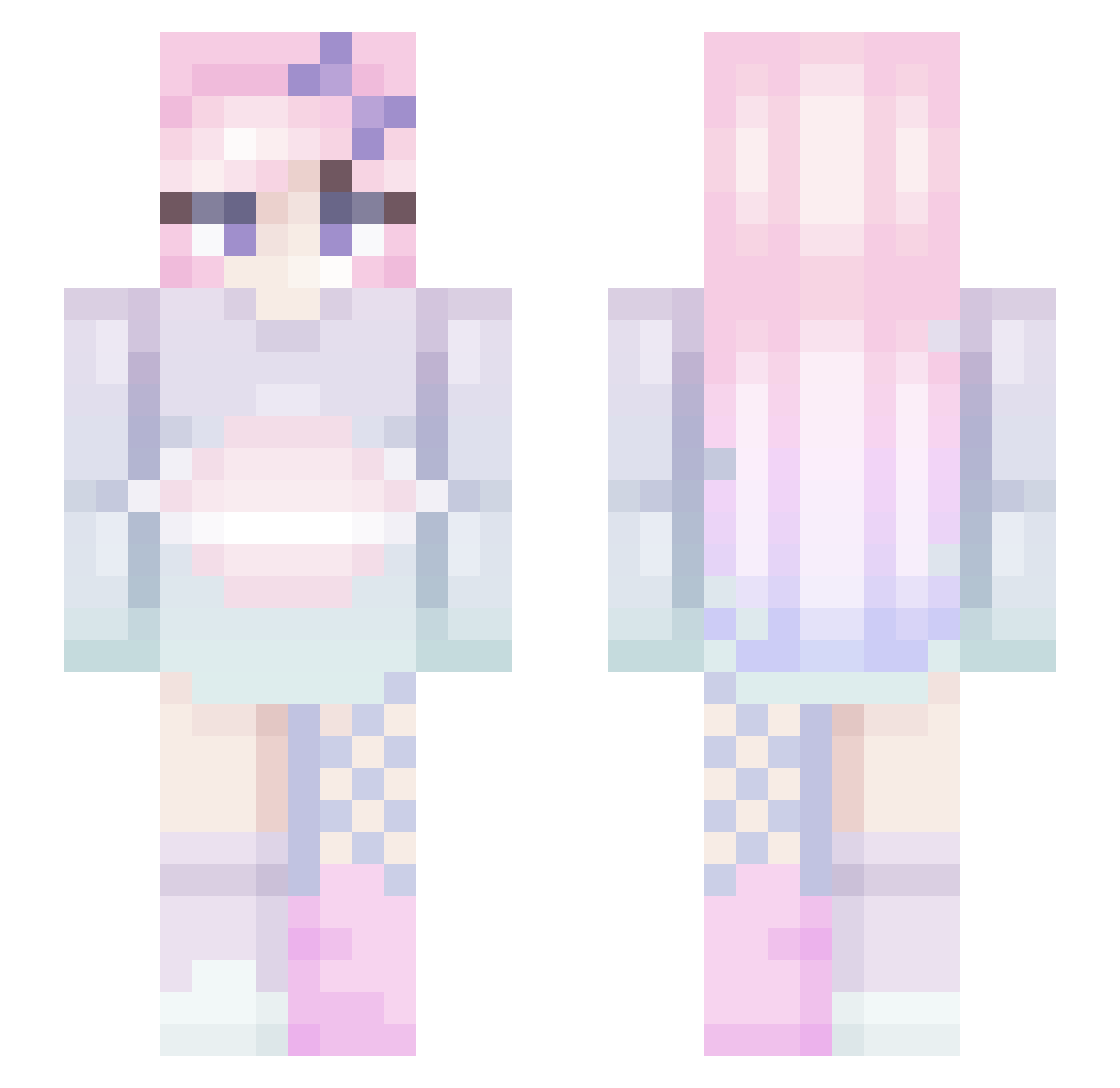 Zeeehond Minecraft skin, front and back view