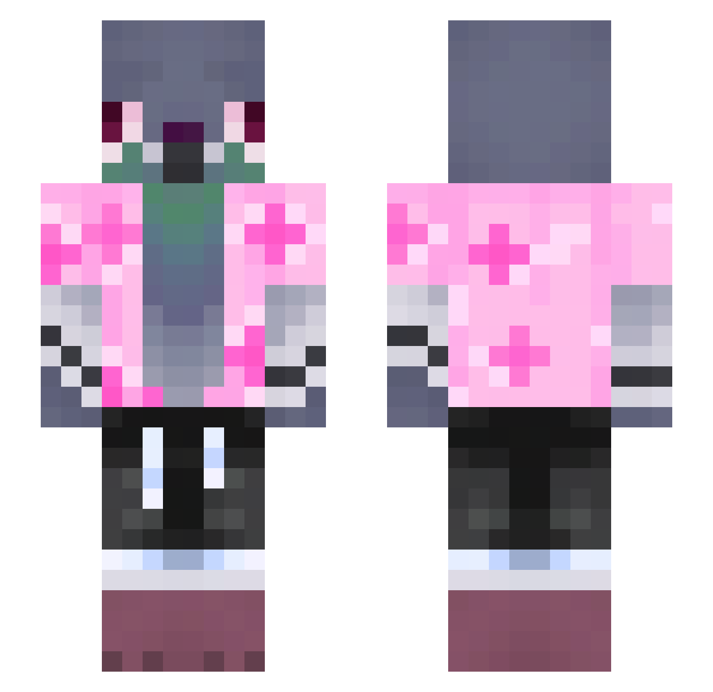 Troucia Minecraft skin, front and back view