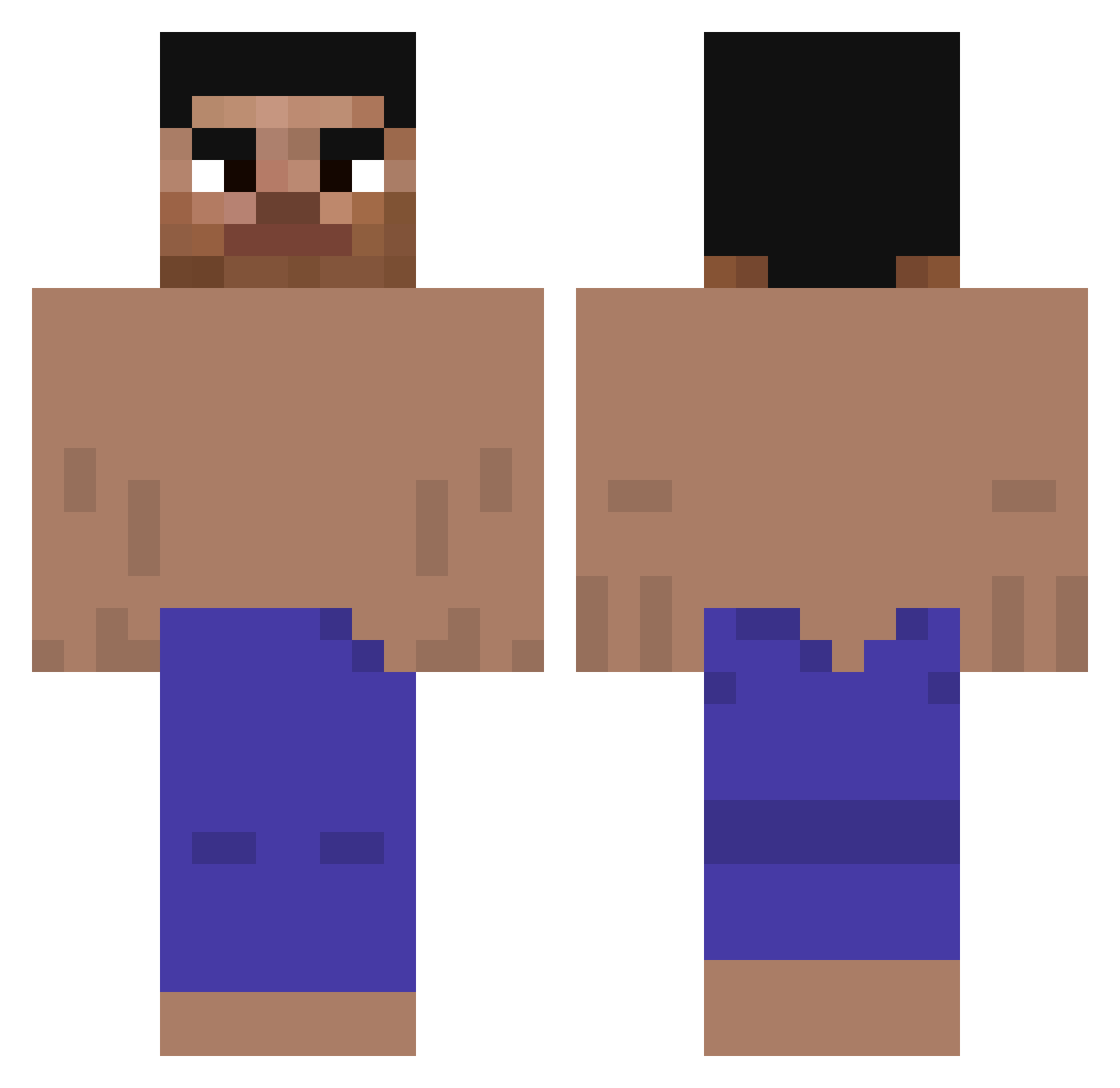 alwaysclicking Minecraft skin, front and back view