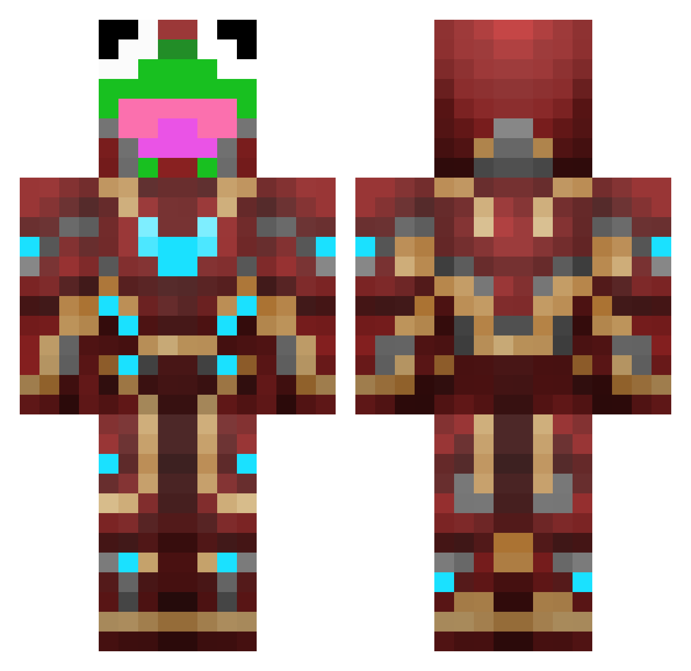 ChickenRoaster Minecraft skin, front and back view