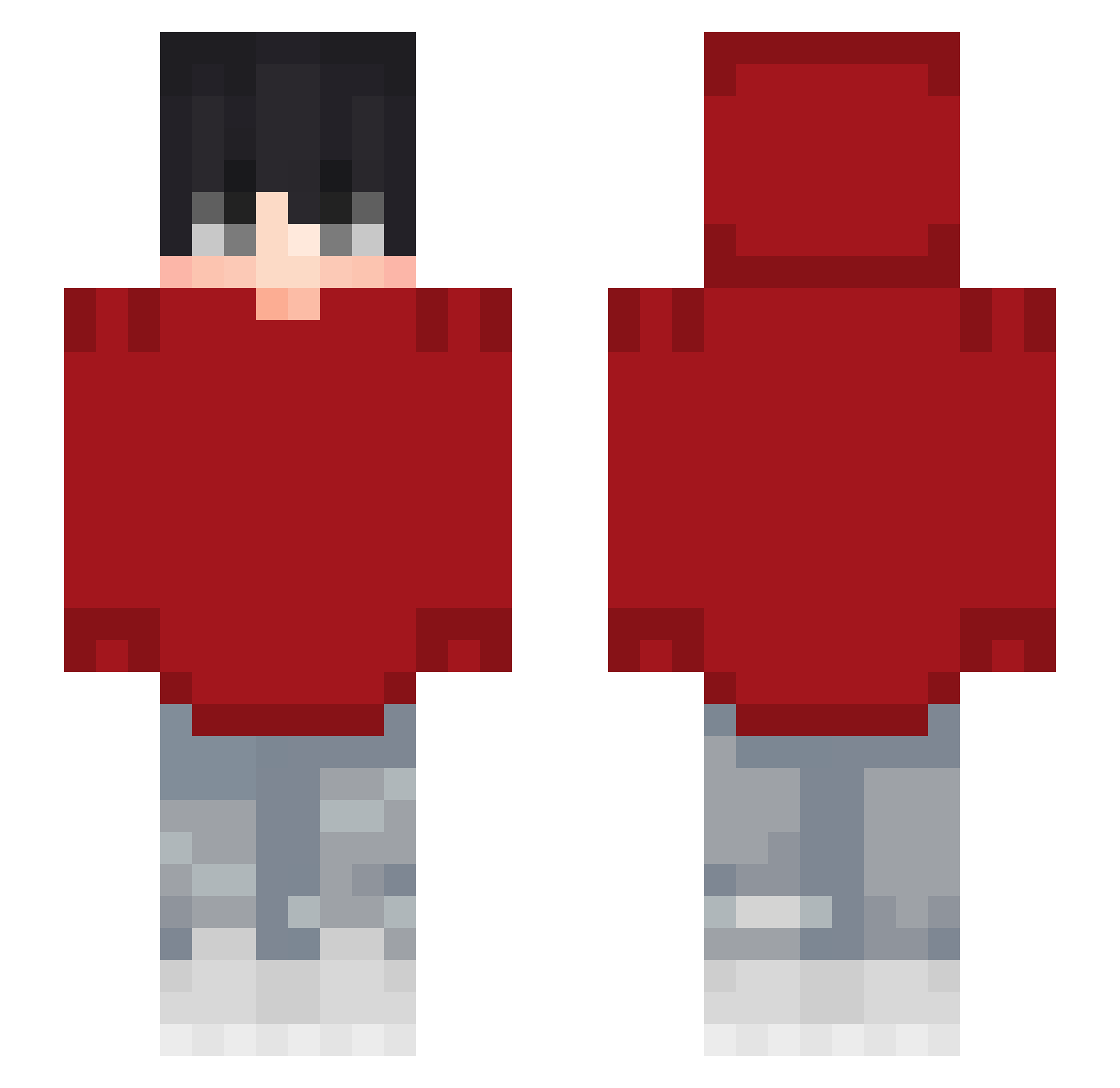 V4ga Minecraft skin, front and back view