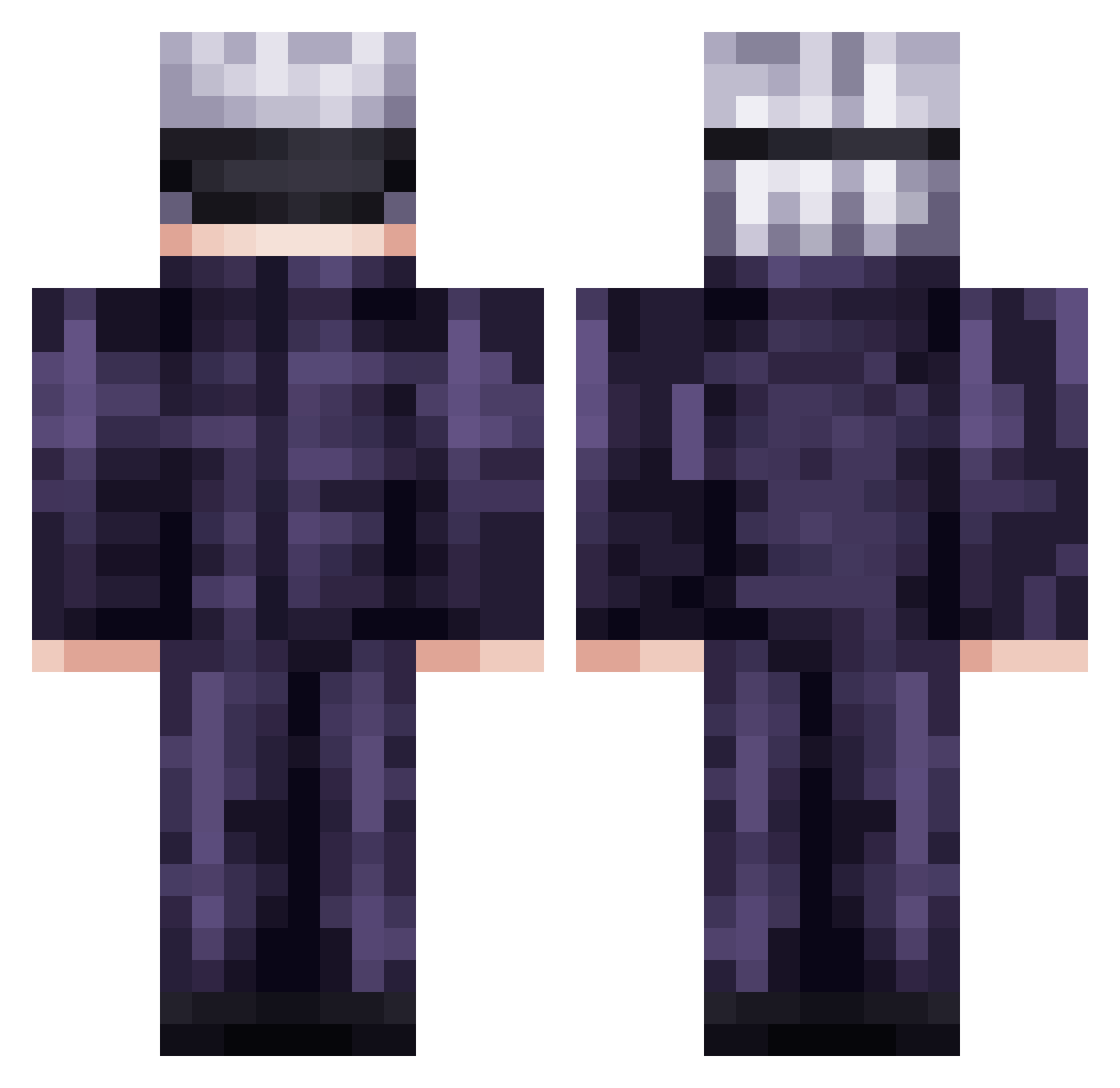xDev Minecraft skin, front and back view