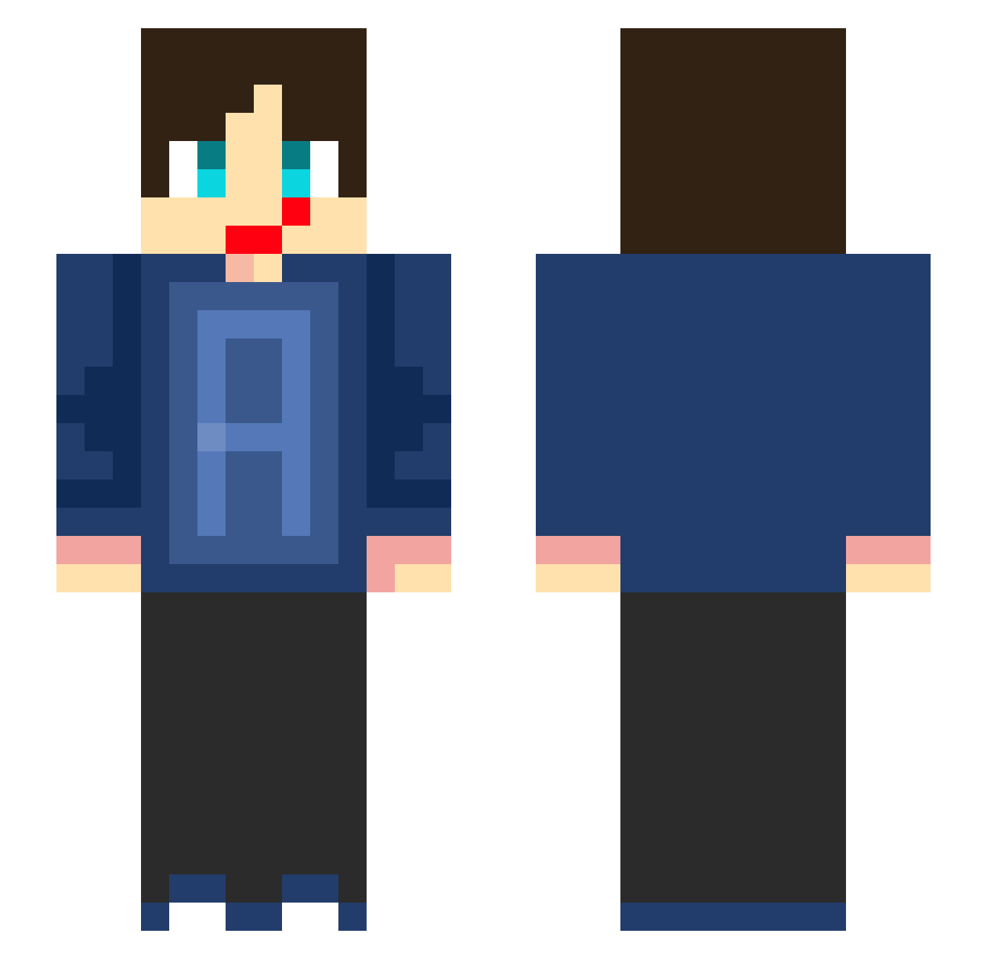 TheR1o Minecraft skin, front and back view