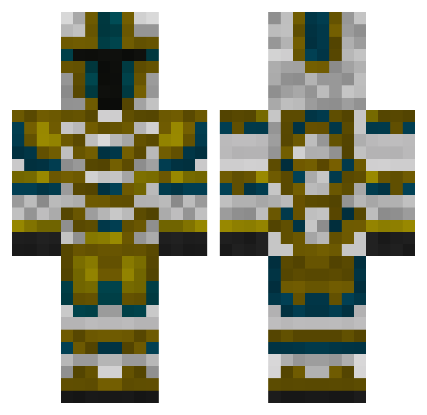 Shackland Minecraft skin, front and back view