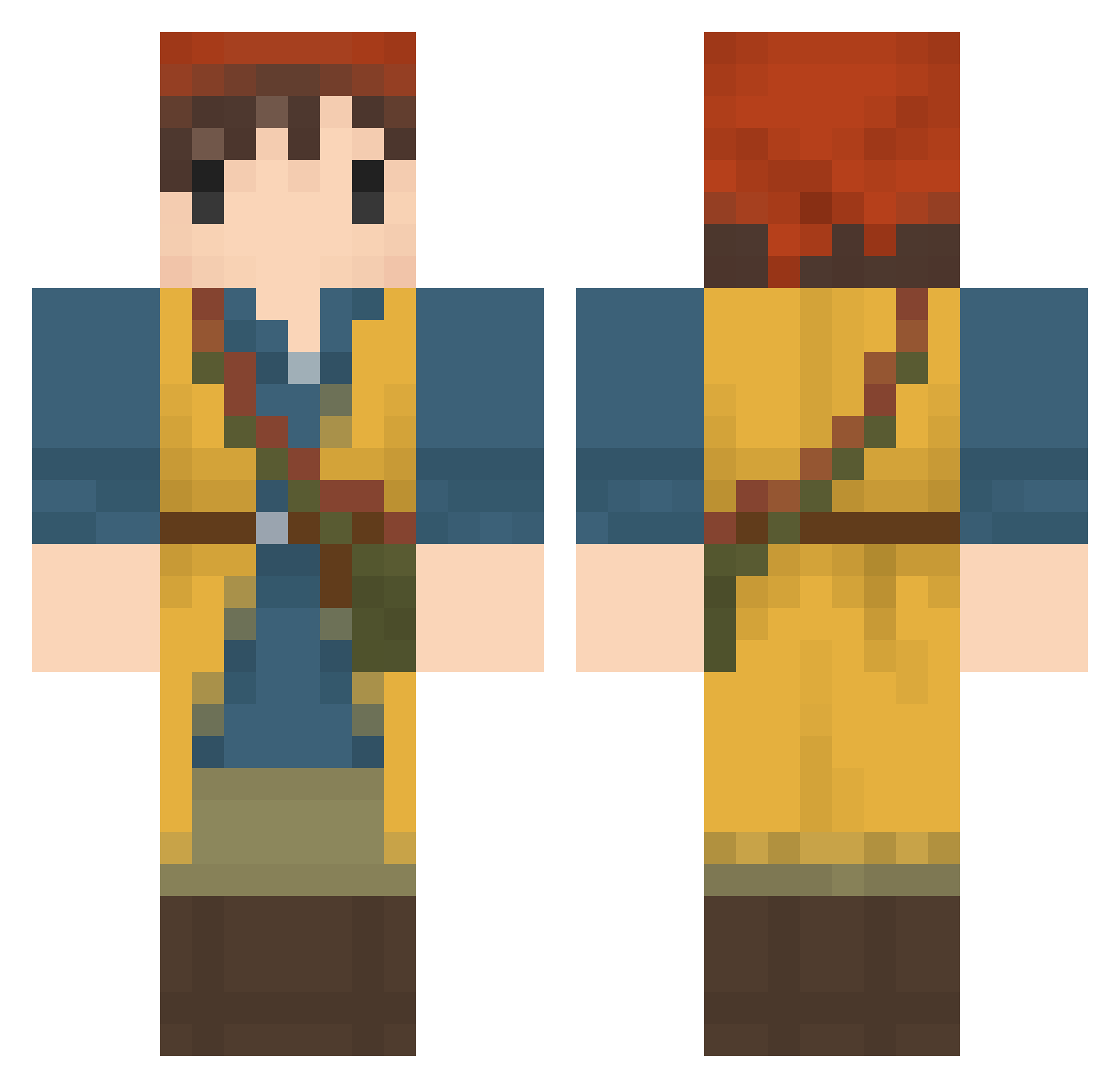 EXAM Minecraft skin, front and back view