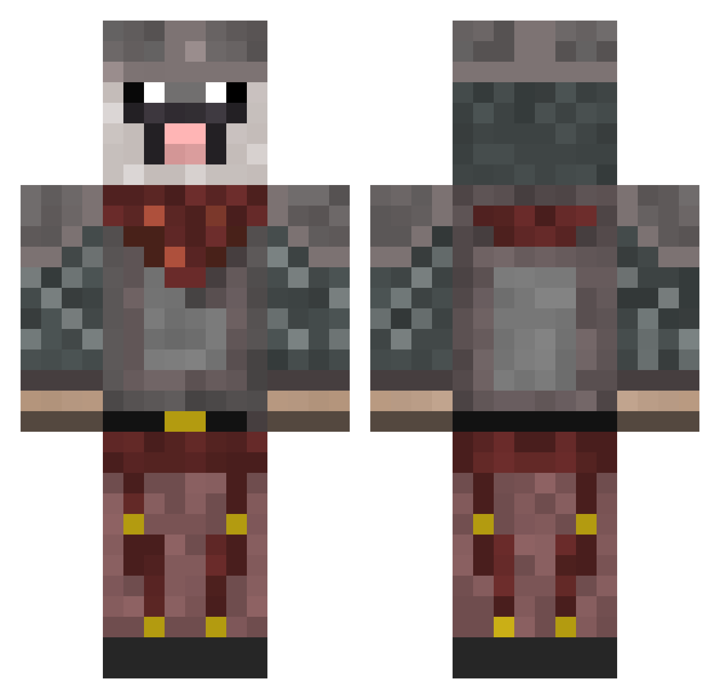 SirWoolsey Minecraft skin, front and back view