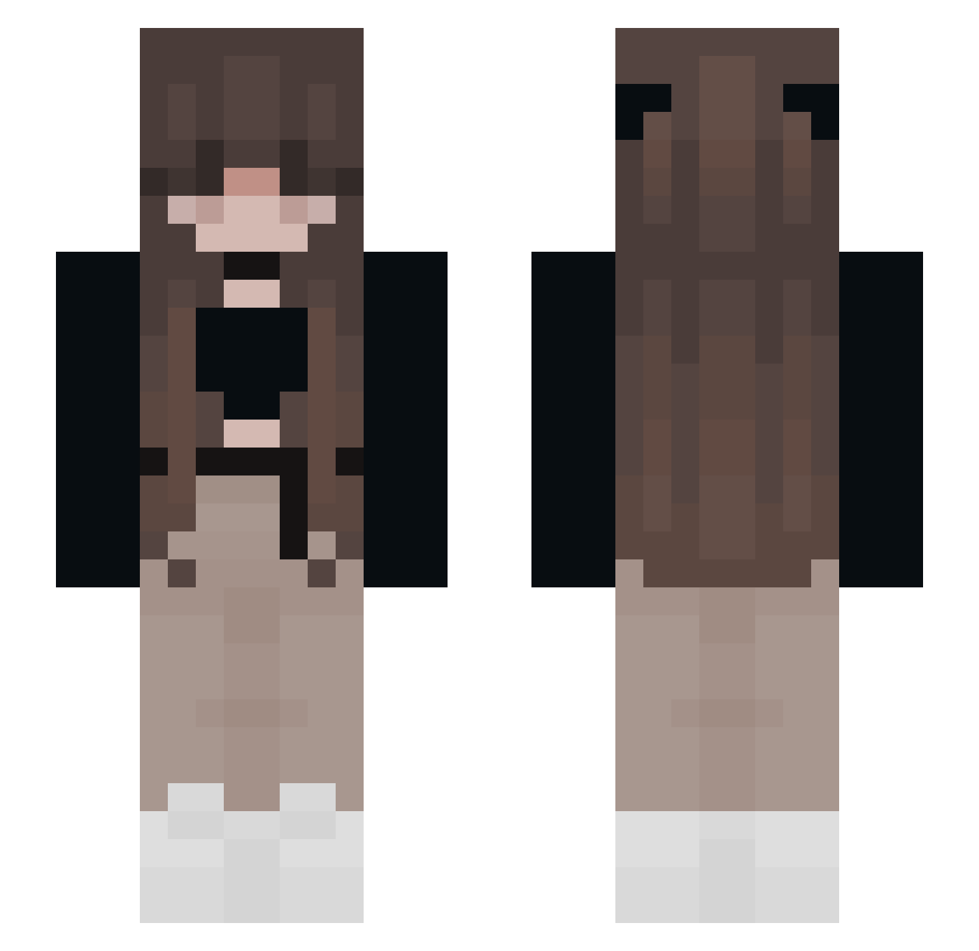 purplecowYT Minecraft skin, front and back view