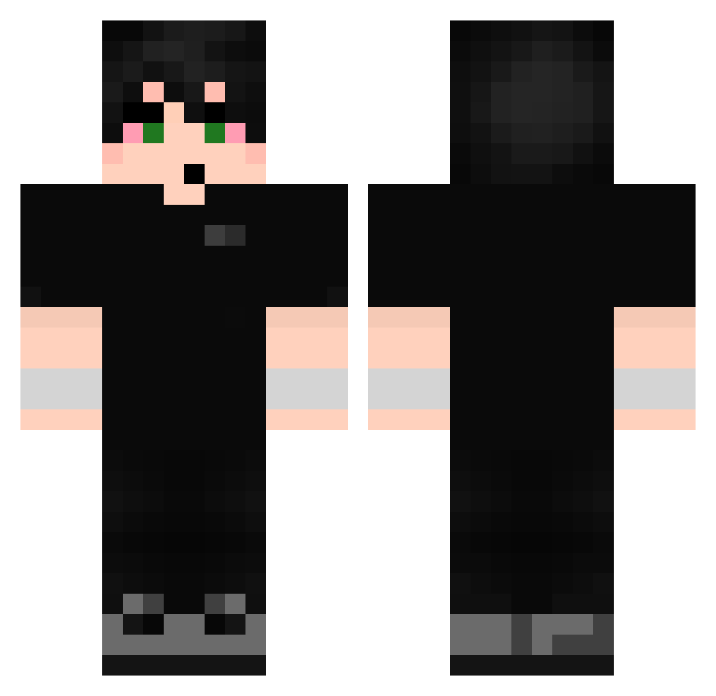 MemeKingz Minecraft skin, front and back view