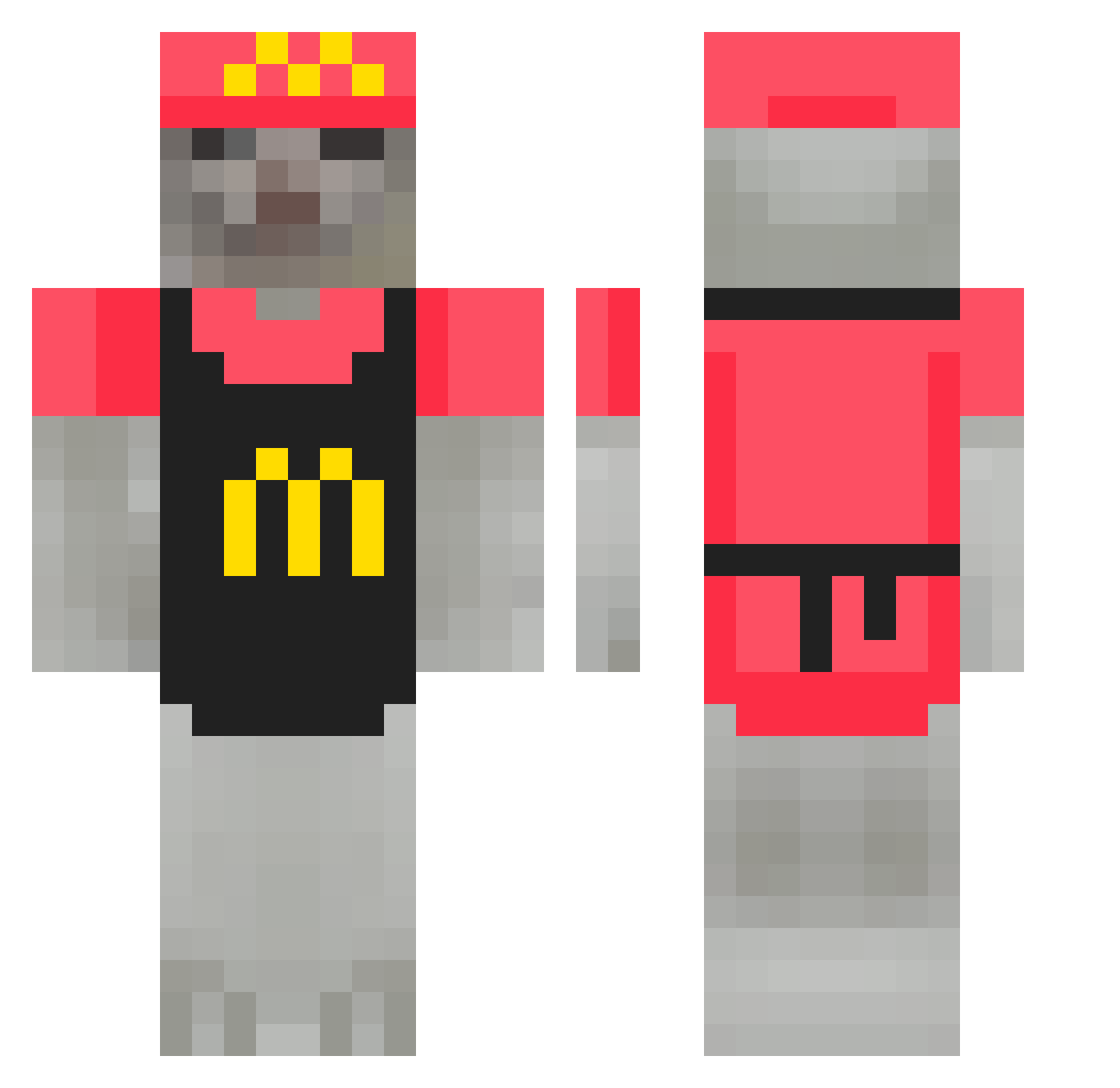 flamentsia Minecraft skin, front and back view