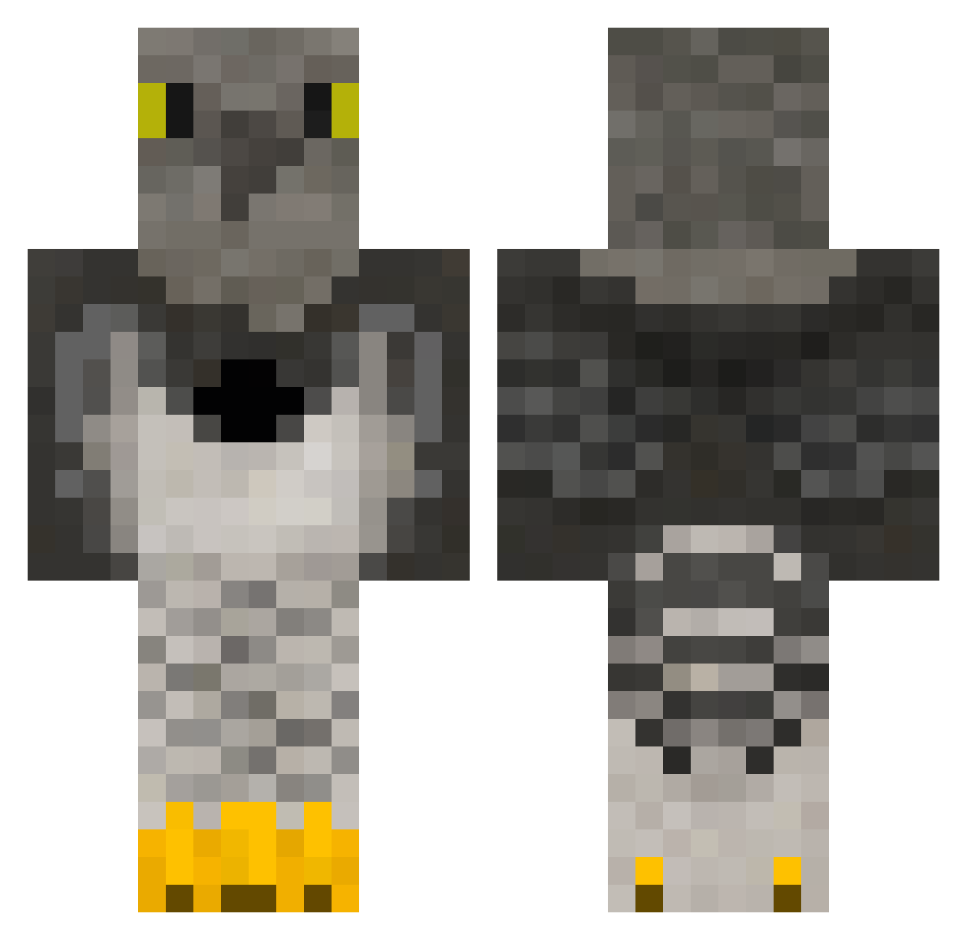 Technovirus Minecraft skin, front and back view