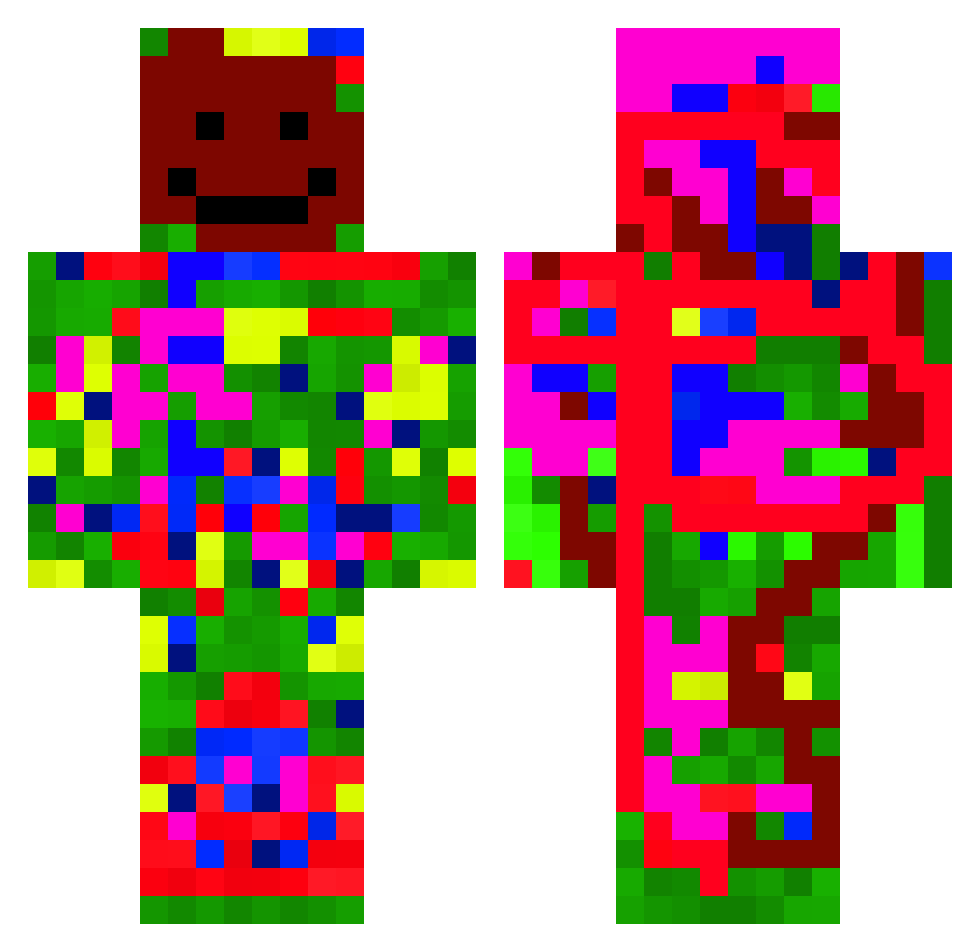 trel Minecraft skin, front and back view