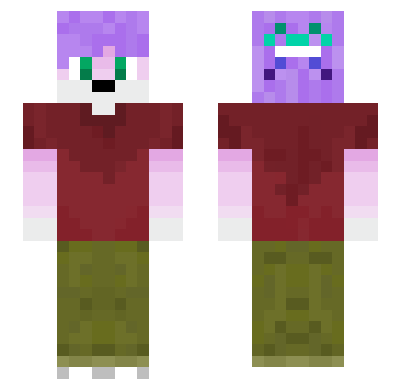 Bewitchingly Minecraft skin, front and back view