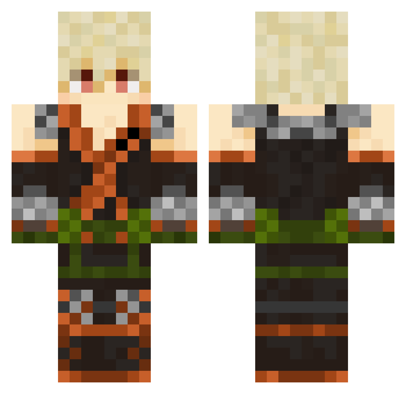 MustyMink521 Minecraft skin, front and back view